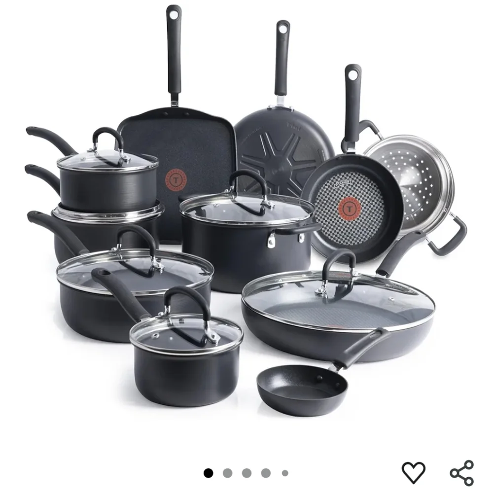 TFAL 17 PIECE COOKWARE SET - Missing Large Skillet & Lid